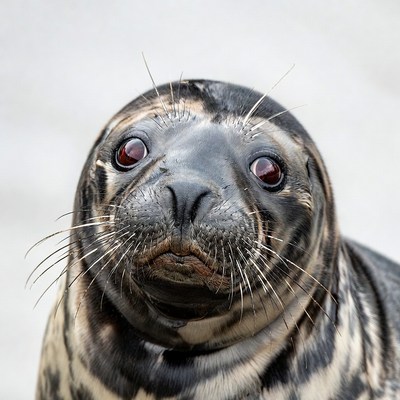 Close-up harbor seal face