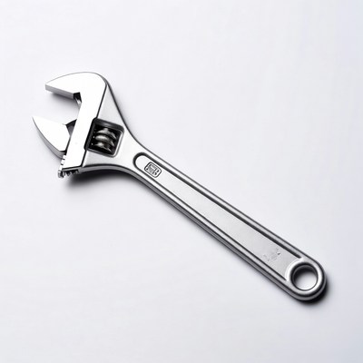 Silver Adjustable Wrench Isolated