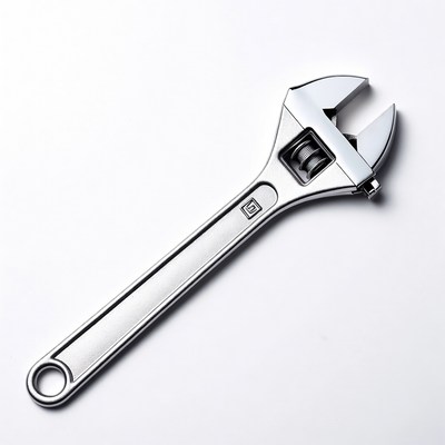 Silver Adjustable Wrench Isolated