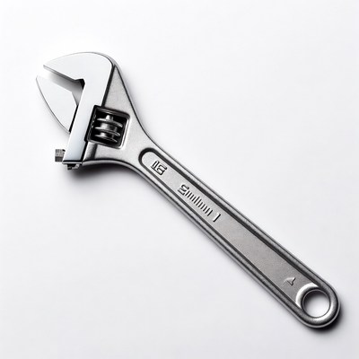 Silver Adjustable Wrench Isolated