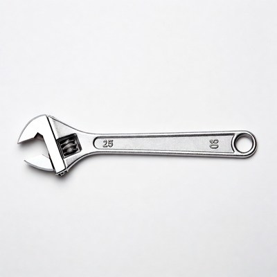 Adjustable Wrench on White Background