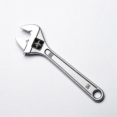 Silver adjustable wrench isolated