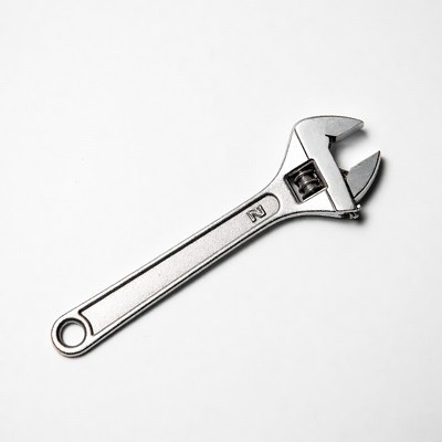 Silver Adjustable Wrench Isolated