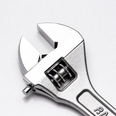 Adjustable Wrench on White Background