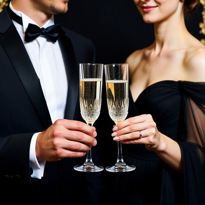 Couple toasting champagne glasses
