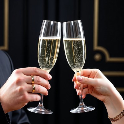 Couple toasting champagne glasses
