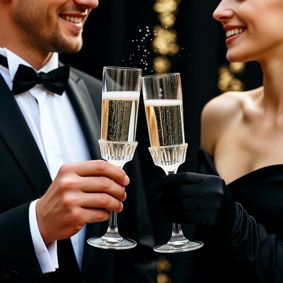 Couple toasting champagne glasses