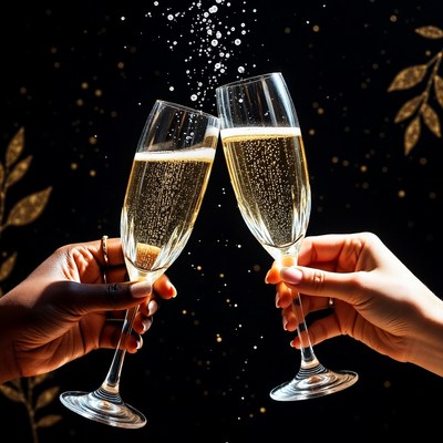 Hands toasting champagne glasses