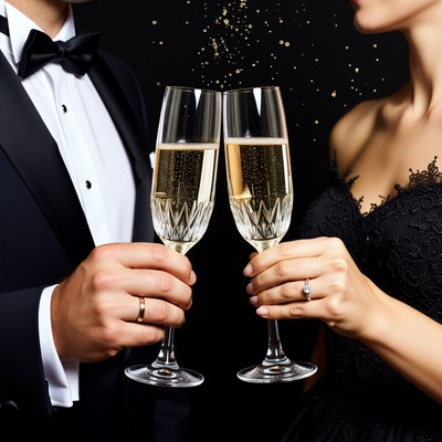 Couple toasting champagne glasses