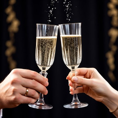 Couple toasting champagne glasses