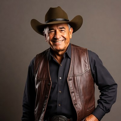 Smiling man in cowboy hat and vest
