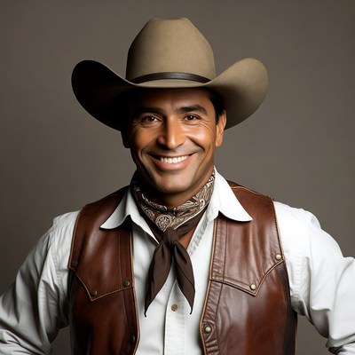 Smiling Latino cowboy in hat