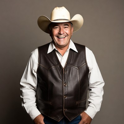 Smiling man in cowboy hat and vest