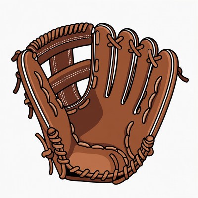 Brown baseball glove illustration