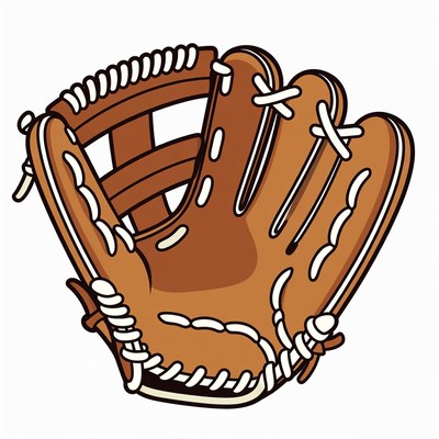 Brown Baseball Glove Illustration