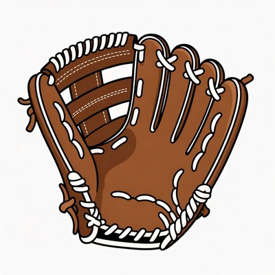 Brown baseball glove illustration
