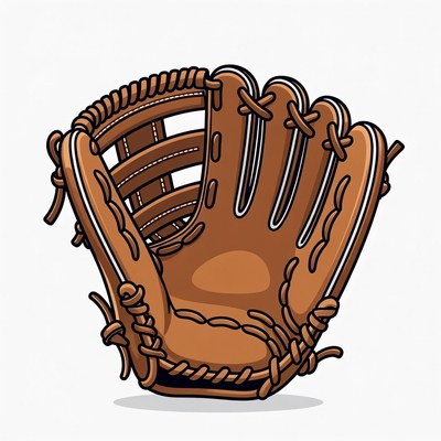Brown Baseball Glove Illustration