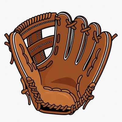 Brown Baseball Glove Illustration