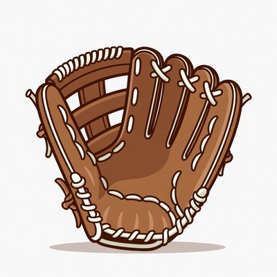Brown baseball glove illustration