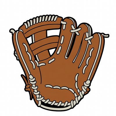 Brown baseball glove illustration
