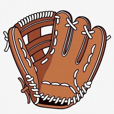 Brown baseball glove illustration