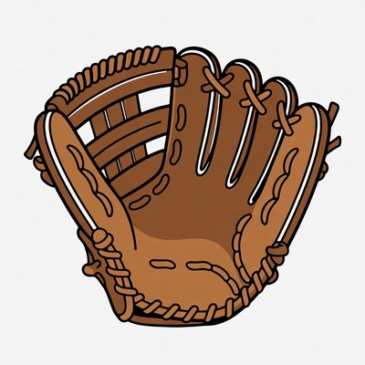Brown baseball glove illustration