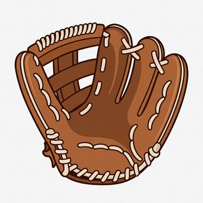 Brown baseball glove illustration