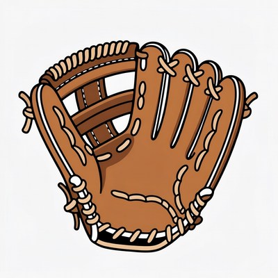 Brown baseball glove illustration