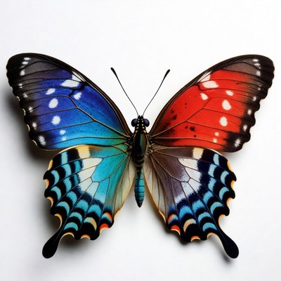 Colorful Blue Red Butterfly Wings