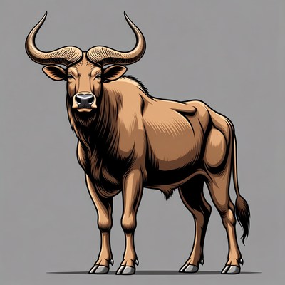 Buffalo with large horns