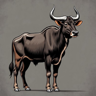 Brown Water Buffalo Illustration