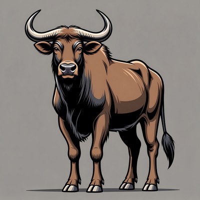 Buffalo with large horns illustration