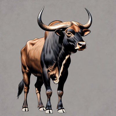 Buffalo with large curved horns
