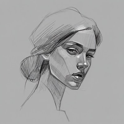 Pencil sketch of woman portrait