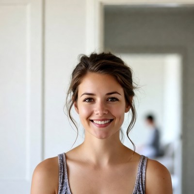 Smiling woman in tank top