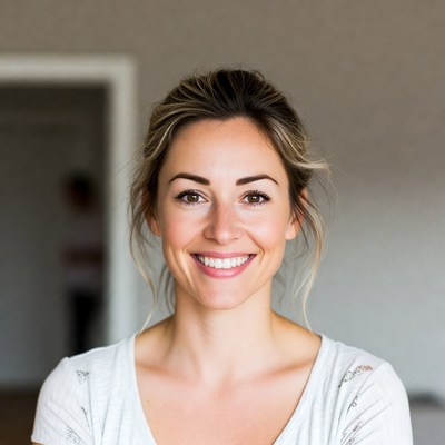 Smiling woman with blonde hair