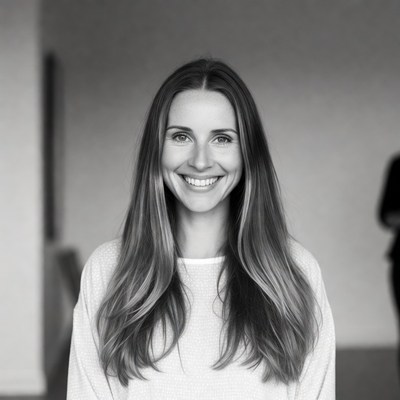 Smiling woman with long hair