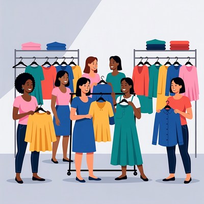 Diverse women shopping for clothes