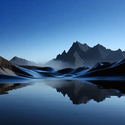 Blue Mountains with Reflective Lake