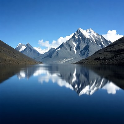 Snowy Mountains Reflected in Lake