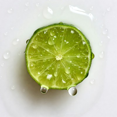 Sliced Lime with Water Droplets