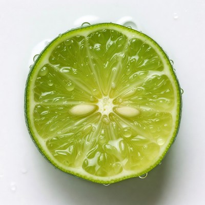 Sliced Lime with Water Droplets