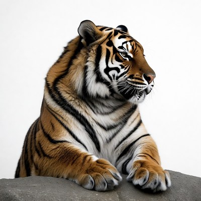 Tiger sitting on rock