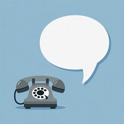 Vintage Telephone with Blank Speech Bubble