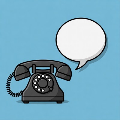 Vintage Phone with Empty Speech Bubble