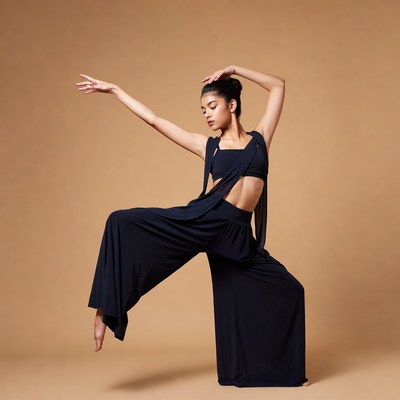 Asian woman dancing in black outfit