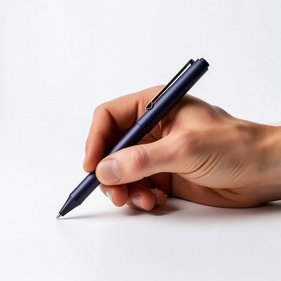Man's hand writing with pen