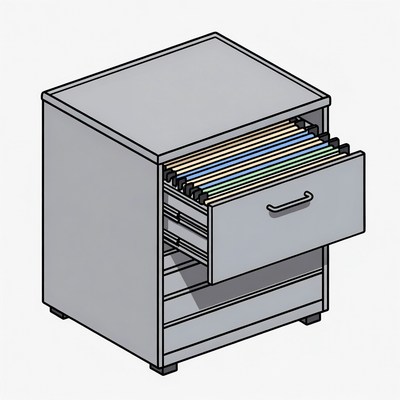 Open Drawer Filing Cabinet Illustration