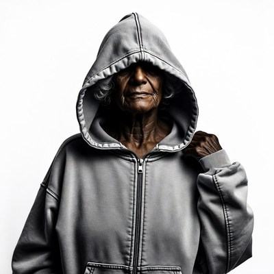 Elderly African-American woman in hoodie