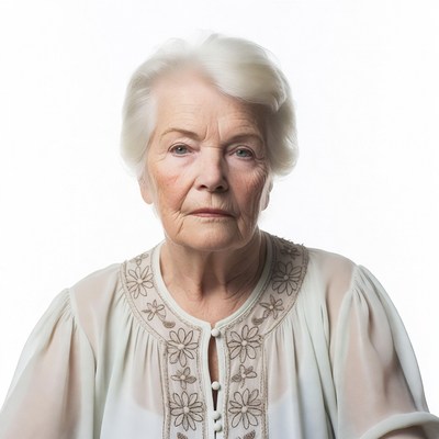 Elderly woman with white hair